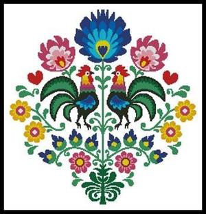 Borduurblad productfoto Patroon Artecy 'Polish folk design with roosters'