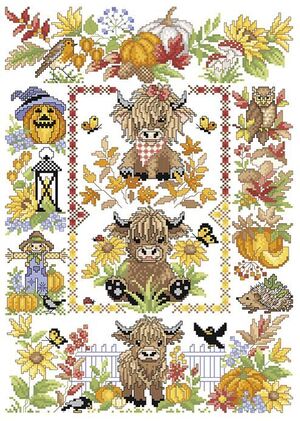 Borduurblad productfoto LINDNER'S KREUZSTICHE LEAFLET ' HIGHLAND HERBST 159 ' 2