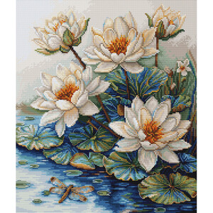 Borduurblad productfoto Borduurpakket Luca-S ‘Lake with Water Lilies’