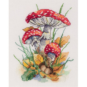 Borduurblad productfoto Borduurpakket Klart ‘Fly Agarics’