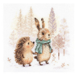 Borduurblad productfoto Borduurpakket Alisa ‘Forest Tales Bunny and Hedgehog’