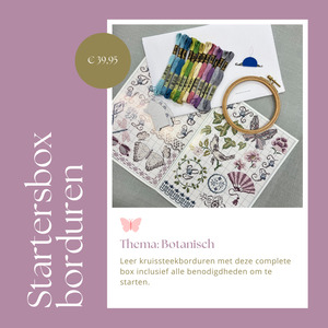 Borduurblad productfoto Startersbox borduren: Botanisch