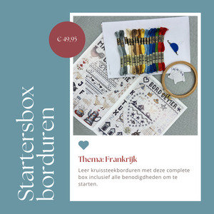 Borduurblad productfoto Startersbox borduren: Frankrijk